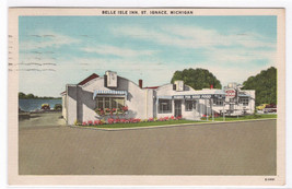 Belle Isle Inn St Ignace Michigan 1952 linen postcard - $5.94