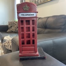 Bookend British Telephone Booth Style Red/Maroon Lightweight Metal London - $14.03
