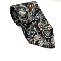 Mens VTG VIAGGIO 100% SILK Tie Necktie Floral Abstract  58&quot; x 3.75  Made in USA - £9.10 GBP