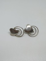 Vintage Sterling Silver 925 Heart Shaped Screw On Earrings - £19.54 GBP