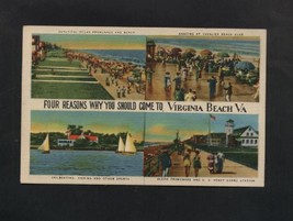 Vintage Postcard Linen Cavalier Beach Club VA Beach Promenade US Coast G... - £5.51 GBP