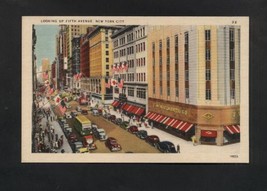 Vintage Postcard Fifth Avenue New York Old Cars Woolworth Company Linen - £4.71 GBP