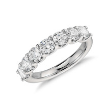 Round Moissanite 7-Stone U-Prong Anniversary Ring Wedding Band in 14k White Gold - £568.01 GBP