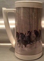 Thermo Serv Budweiser Clydesdale Horses Beer Wagon Snow Scene Vintage Mug - £10.34 GBP