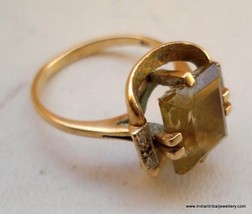 vintage antique tribal old 20k gold ring citrine &amp; crystal gemstones handmade - £458.19 GBP
