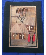Village scene Marquetry African Folk Art #5 - $5.00