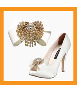 luxurious wedding shoes corsages bridal ribbons cubic accessory satin cl... - €28,32 EUR