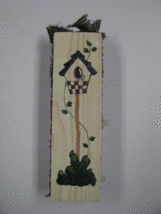  9111 - Birdhouse Wood Block with Gingham ribbon  - $2.95