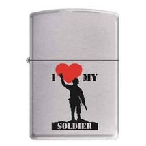 Zippo Lighter - I Love My Soldier Brushed Chrome - NEW - £15.30 GBP
