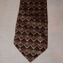 Diamonds Geometric Tie Necktie 58&quot; Facets 100% Silk Brown Black - $12.67