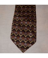 Diamonds Geometric Tie Necktie 58&quot; Facets 100% Silk Brown Black - £9.92 GBP