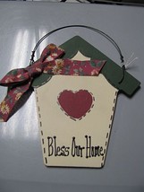   BOHG - Bless Our Home Birdhouse Green Wood with cloth bow  - $1.95