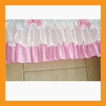 pink dot ruffled valance curtain window treatment kitchen waverly drape ribbon - £31.16 GBP