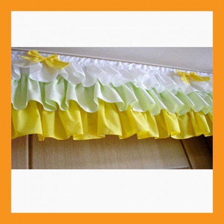 green layered valance ruffle ribbon curtain window door treatment kitchen deco - $39.00