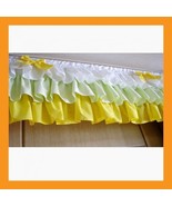 green layered valance ruffle ribbon curtain window door treatment kitche... - €33,33 EUR