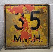 Vintage Metal 35 mph Speed Limit Street Road Sign Old Antique - 24x24" - $249.89