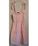 Zesica Smocked Dress Womens Medium Pink Tie Shoulder Sleeveless Midi Sun... - €13,58 EUR