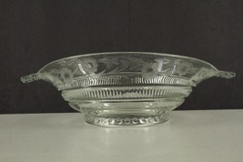 Vintage Cut Glass Crystal Footed Hostess Bowl Flared Ovoid Floral &amp; Rib Design - £13.99 GBP