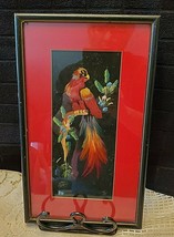 VINTAGE FEATHER ART MEXICO PARROT FRAME IS 12 1/2 x 7 1/2 - £25.48 GBP