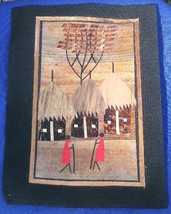 Village scene Marquetry African Folk Art #12 - $5.00