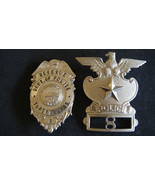 Topeka Kansas Police Badge & Hat Badge.1940's, WWII, Obsolete Police Badge, - $325.99