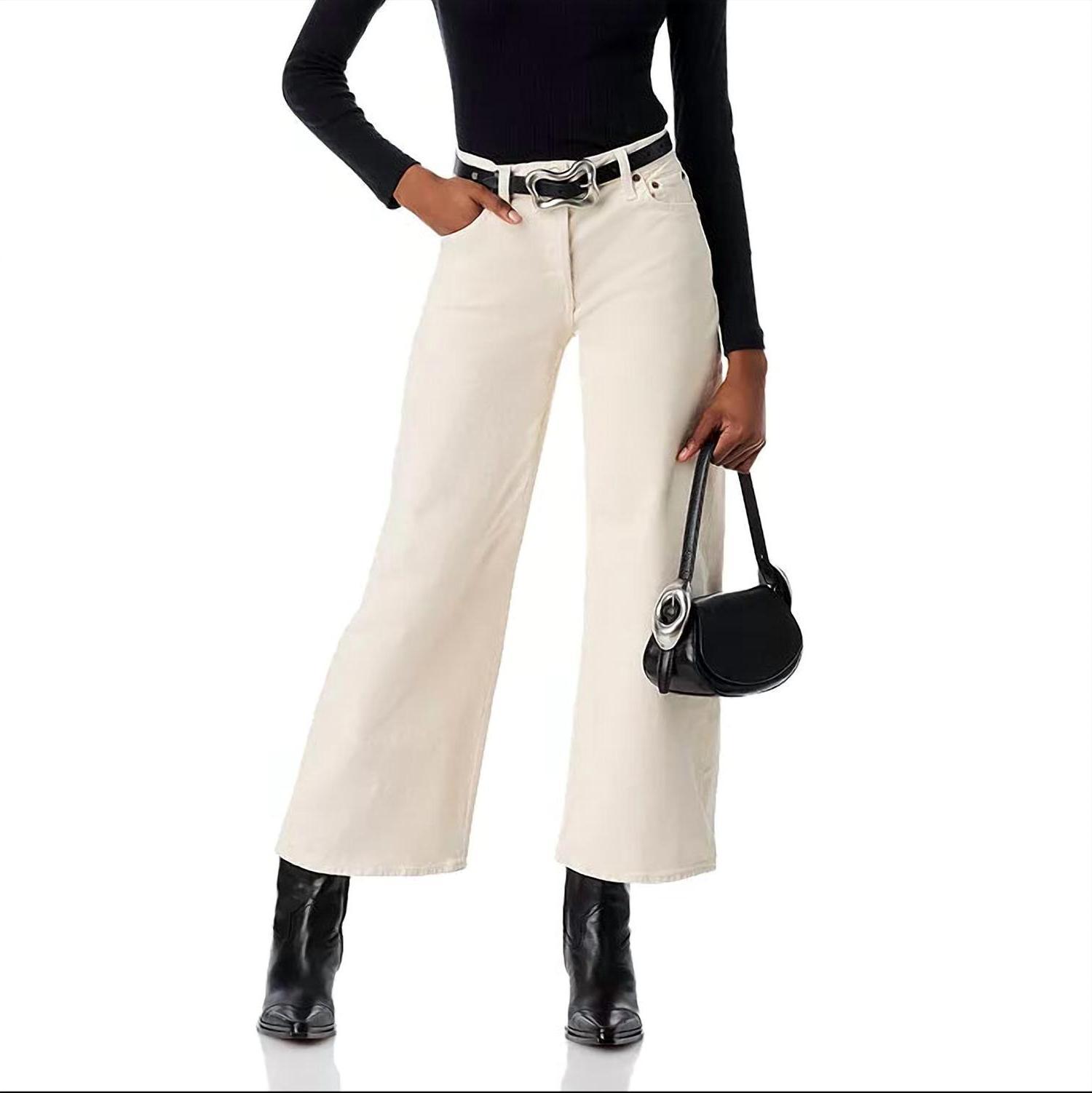 Re/done Women&#39;s Mid Rise Wide Leg Jeans Vintage White - $164.00