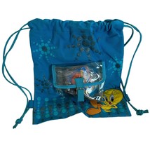 Looney Tunes Drawstring Backpack Blue Tweety Bird Accessories Zip Coin Sample - £38.88 GBP