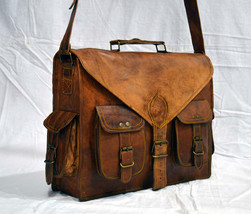 NEW Men&#39;s Vintage Brown Leather Messenger Shoulder Laptop Bag  Briefcase - £46.68 GBP