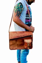 Men&#39;s Leather Messenger bag satchel vintage brown genuine leather Laptop Bag - £46.83 GBP