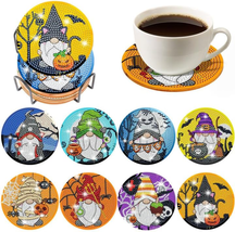 XEFINAL 8 PCS Halloween Gnome Diamond Painting Coasters DIY Halloween Di... - £13.84 GBP