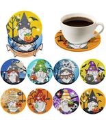 XEFINAL 8 PCS Halloween Gnome Diamond Painting Coasters DIY Halloween Di... - £13.92 GBP