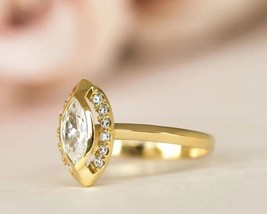 2.60Ct Marquise Simulated Diamond Engagement Ring 14k Yellow Gold Plated Silver - £105.08 GBP