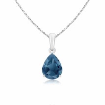 London Blue Topaz Solitaire Pendant in 14K White Gold (Grade- A, Size- 9x7MM) - £301.40 GBP