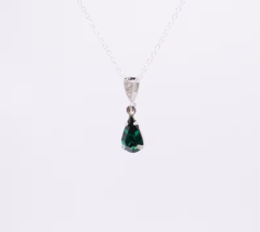 Emerald Green Rhinestone Drop Pendant Necklace, Emerald Necklace - £84.24 GBP