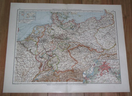 1905 Antique Map Of German Empire Germany Poland Silesia Prussia / Berlin - £22.09 GBP