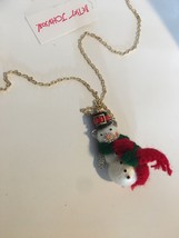  Betsey Johnson Hi Ho Holidays Bear Snowman With Hat Long Necklace New - £67.36 GBP