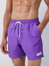 Calvin Klein CK Logo Badge Solid Swim Trunk Purple ( XL ) - $118.77