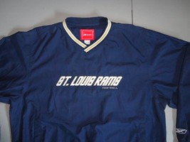 Blue Reebok SEWN St. Louis Rams NFL Football V Neck Pullover Jacket Adult XL - $27.86