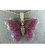 2Ct Round Cut Lab Created Pink Ruby Butterfly Pendant 14K Yellow Gold Pl... - $235.19