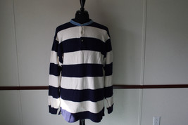 Rare Vintage Nautica American Yachting Heavy Knit Striped Henley L Made in USA - £116.37 GBP