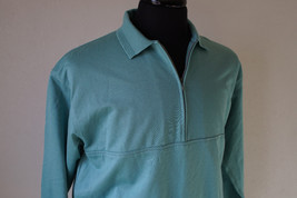 Robert Bryan Long Sleeve 1/4 Zip Polo Pull Over Shirt Size M Teal Made i... - £18.87 GBP