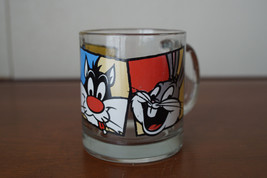 Looney Tunes Glass Coffee Mug Cup 1994 Warner Brothers Tweety Bugs Sylve... - $9.74
