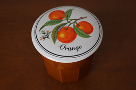 Vintage Orange Crock 12 oz with Lid Ceramic Stoneware Preserves - £7.61 GBP
