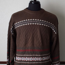 Vintage Men&#39;s Fieldmaster Sz L Tall Knit Sweater Brown Native Aztec Made... - $19.30