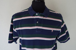 Vintage 90s Hip Hop Preppy Polo Ralph Lauren Pink Green Blue striped Pol... - $38.69