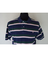 Vintage 90s Hip Hop Preppy Polo Ralph Lauren Pink Green Blue striped Pol... - £30.24 GBP