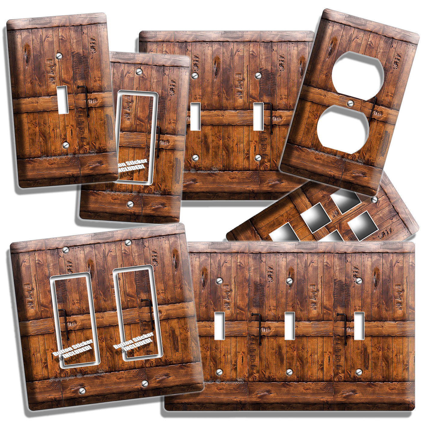 RUSTIC WOOD RANCH BARN DOOR LIGHT SWITCH OUTLET PLATE ROOM CABIN HOUSE ART DECOR