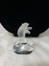 Frosted Mini Standing Polar Bear Figurine Sculpture on Clear Glass Base ... - $332.92 MXN