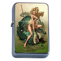 Windproof Refillable Flip Top Oil Lighter Savage Pirate Pin Up D20 Sexy Fantasy - £11.86 GBP