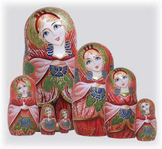 Russian Beauty Nesting Doll - 8&quot; w/ 7 Pieces - £135.72 GBP